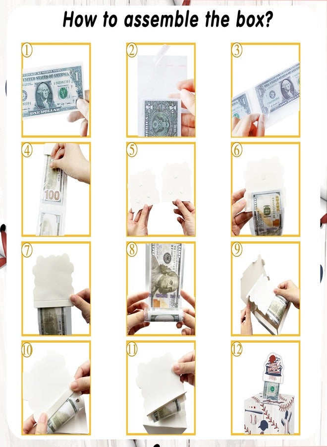 Misaidou Baseball Birthday Money Gift Box with DIY Stickers for Any Age, Surprise Money Boxes for Cash Gift with Pull Out Happy Birthday Day Card and 100Pcs Transparent Bags for Boys Girls Birthday Party - Image 5